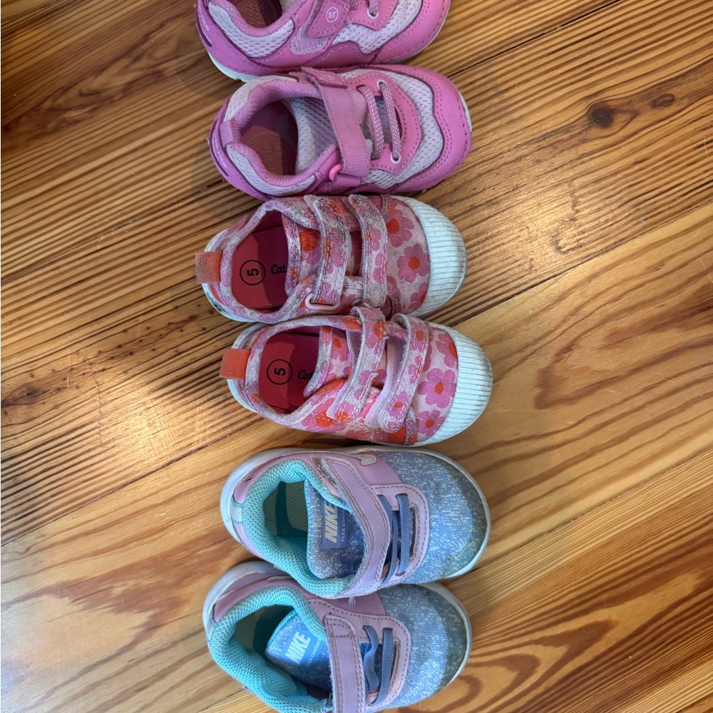 Nike Cat&Jack Stride Rite Kids Pink and Gray Sneakers Bundle Size 5